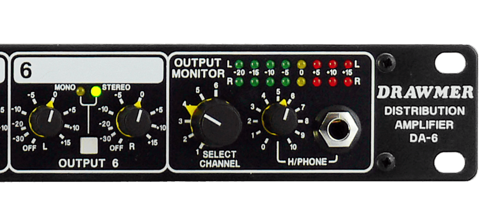Channel six and the output section of the DA6 front panel